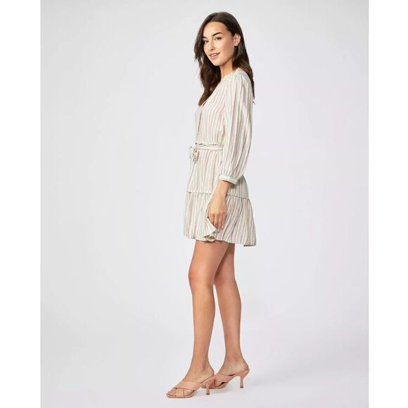 Paige Kylenn Stripe 3/4 Sleeve Dress in Blue Grey Multi Size X-Large - Picture 3 of 10